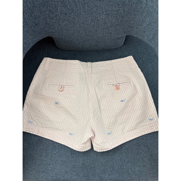 Vineyard Vines‎ Pink Seersucker Whale Embroidered Shorts Womens Size 6 - Picture 3 of 6